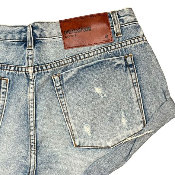 One Teaspoon Shorts Womens 30 Hendrix Bandits Button Fly Distressed Denim Jean - Picture 5 of 8